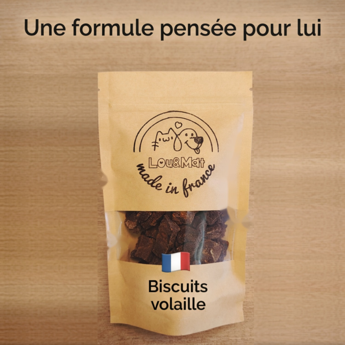 Sachet de biscuits pour chien à la volaille Lou&Mat, made in France