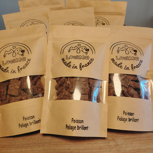 Biscuit au poisson, pour un pelage éclatant.