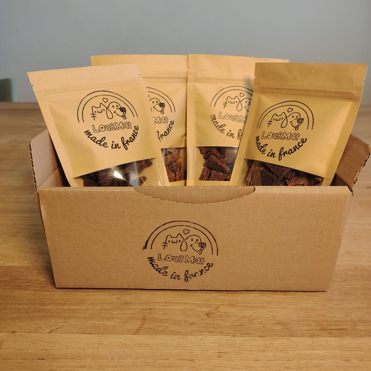 Coffret de 4 sachets de friandises pour chien Lou&Mat